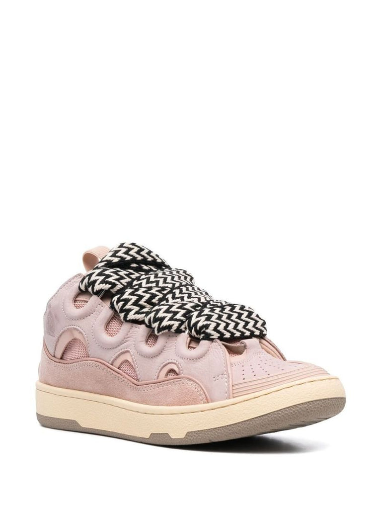Pink Curb Leather Sneakers