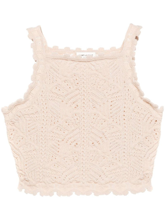 Natural Cropped Crochet Top