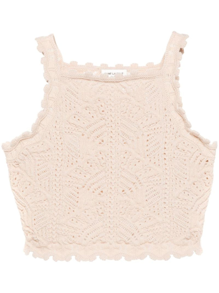 Natural Cropped Crochet Top