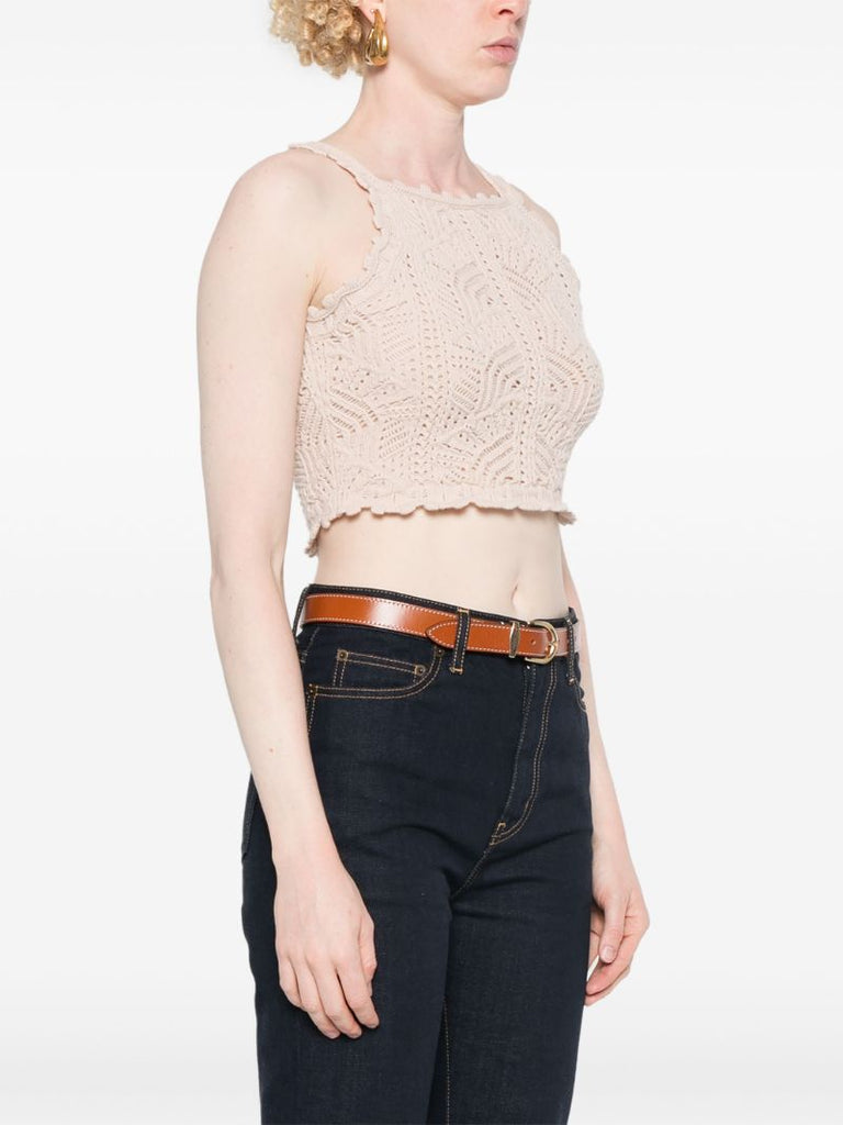 Natural Cropped Crochet Top