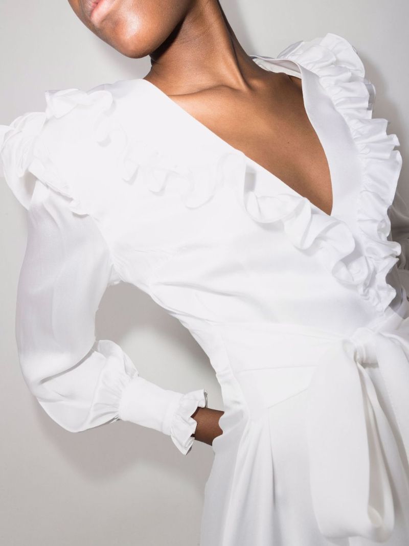 Ruffled Silk Midi Dress