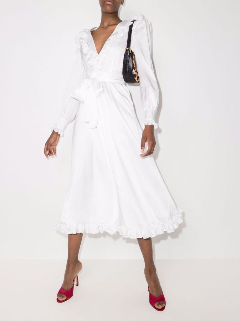 Ruffled Silk Midi Dress
