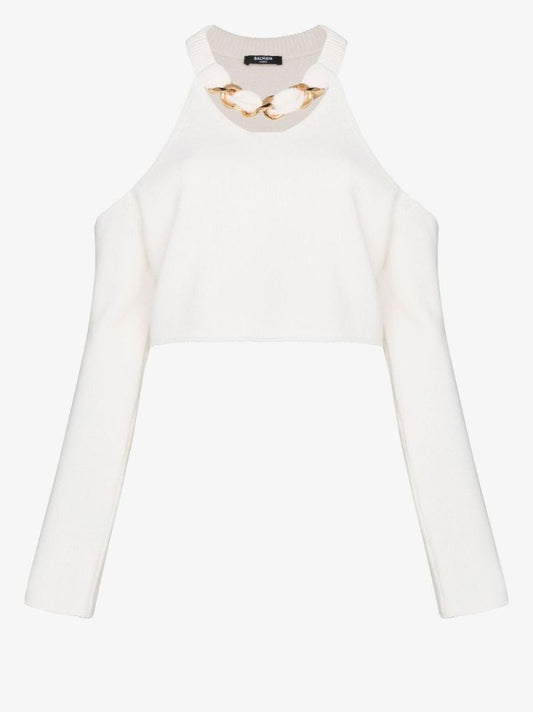 Off-the-shoulder Chain Strap Sweater