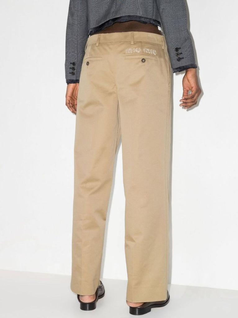 Straight Leg Cotton Trousers