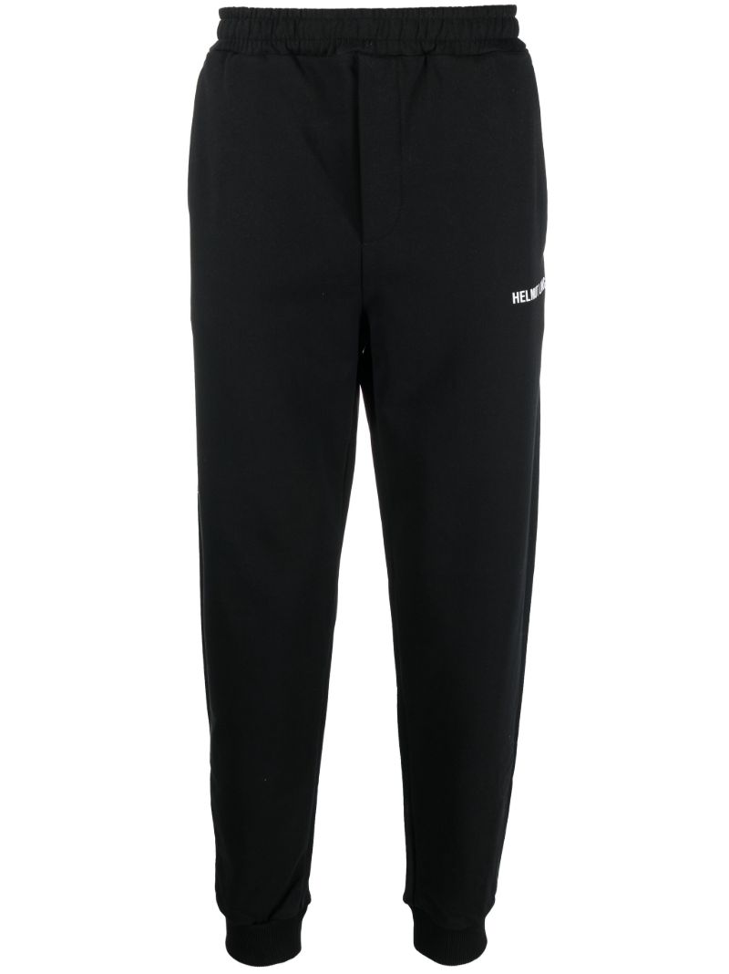 Black Core Logo Print Cotton Track Pants