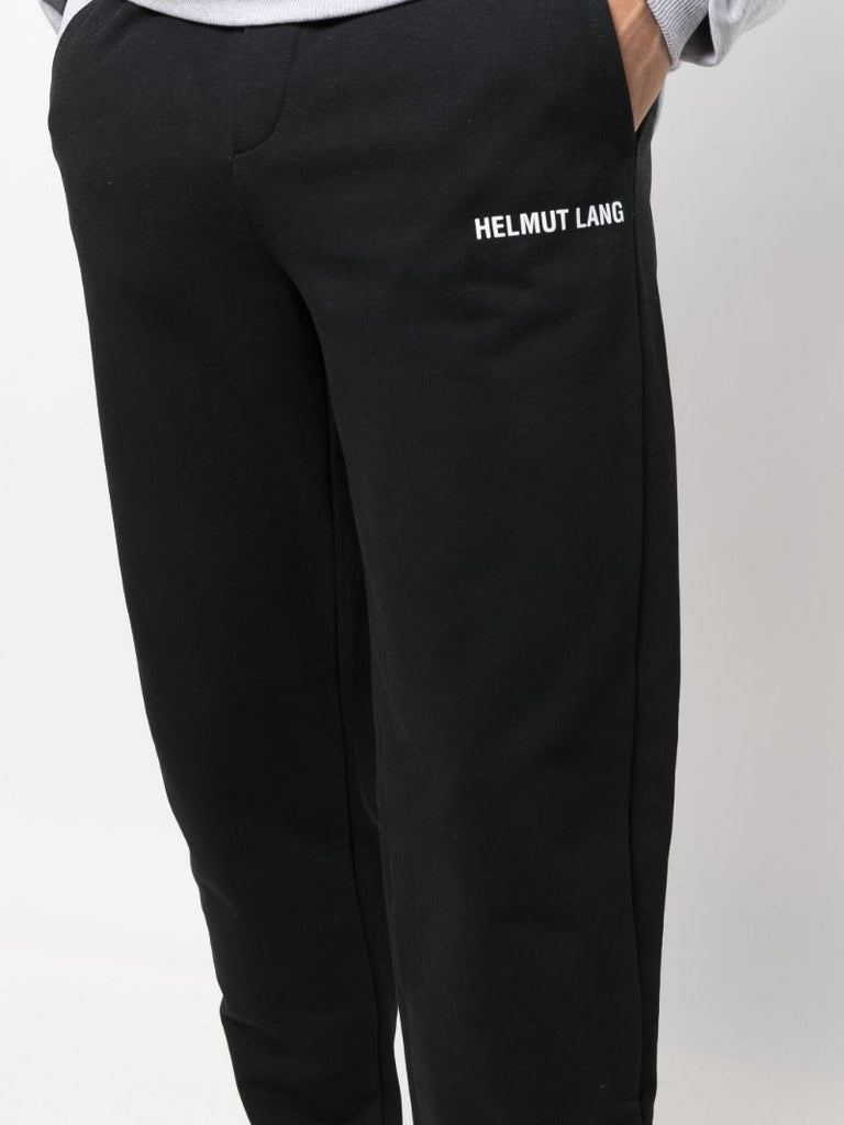 Black Core Logo Print Cotton Track Pants