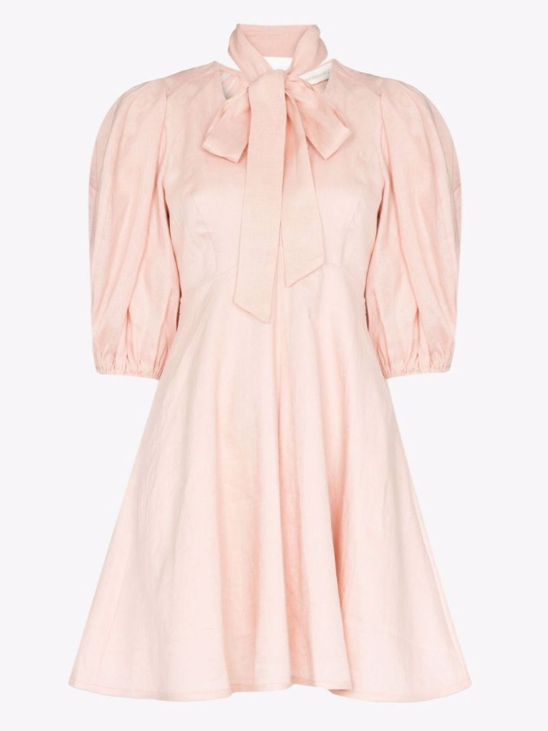Dancer Day Puff Sleeve Linen Mini Dress