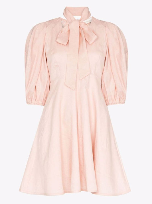 Dancer Day Puff Sleeve Linen Mini Dress