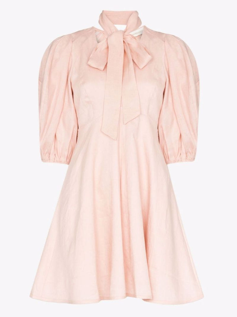 Dancer Day Puff Sleeve Linen Mini Dress