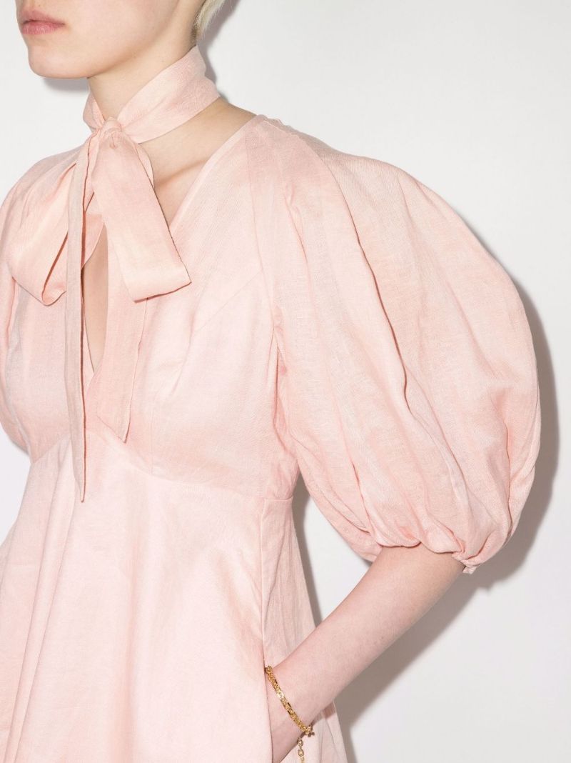 Dancer Day Puff Sleeve Linen Mini Dress