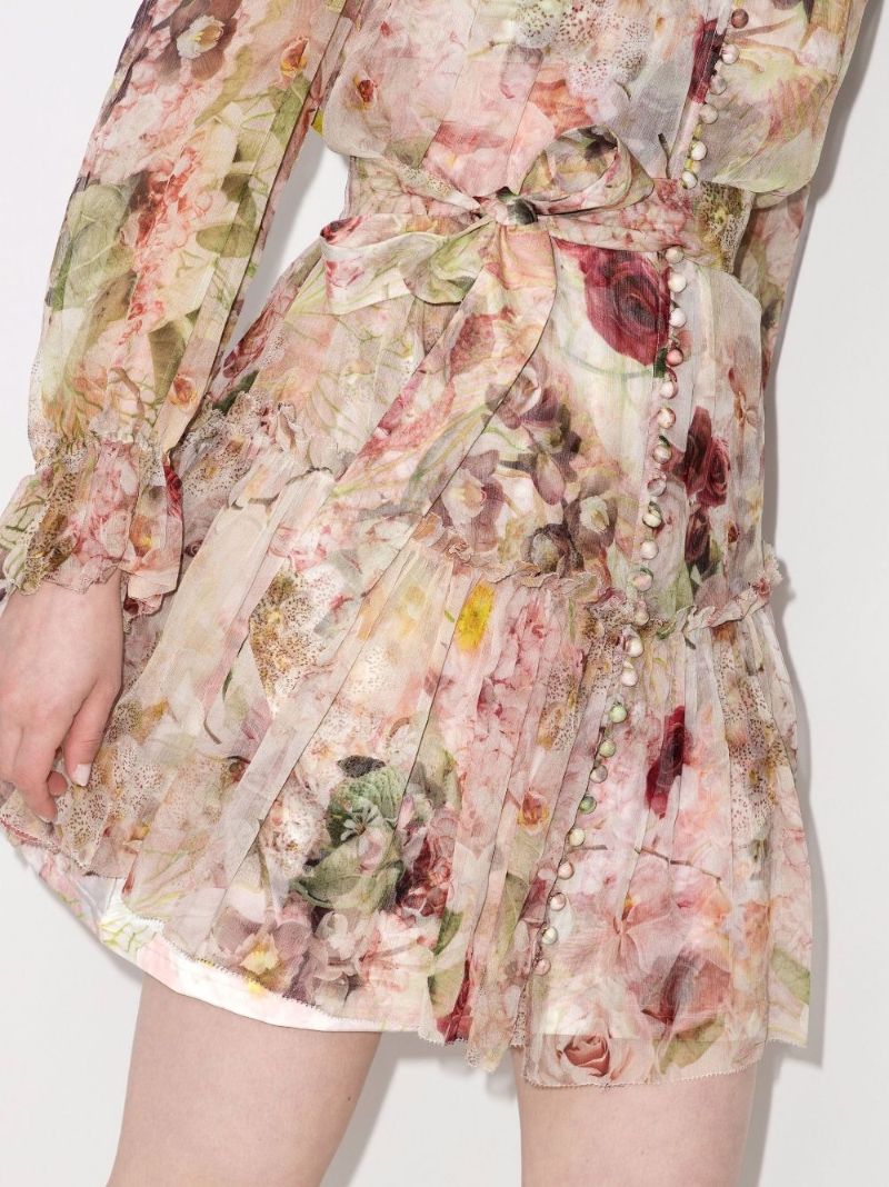 Dancer Lantern Floral Ruffled Mini Dress