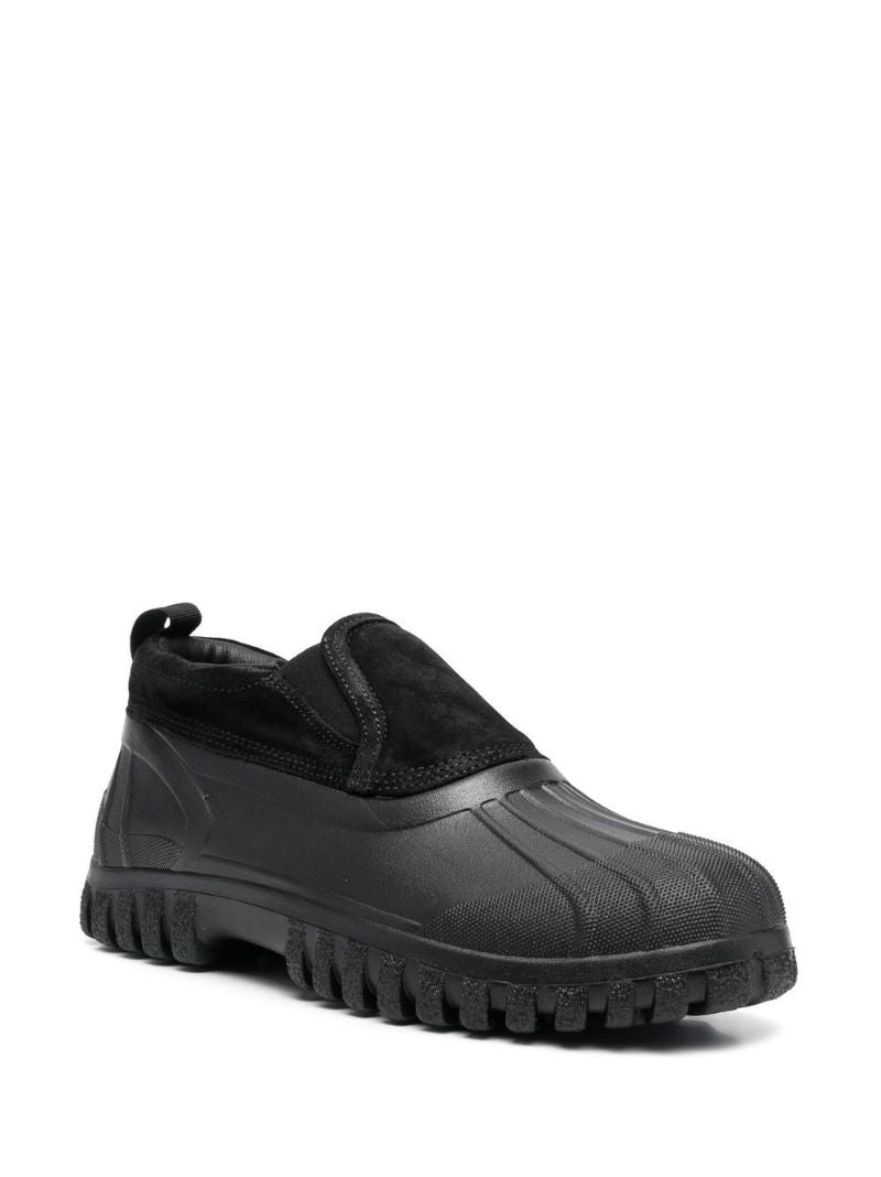 Black Panelled Slip-on Leather Loafers