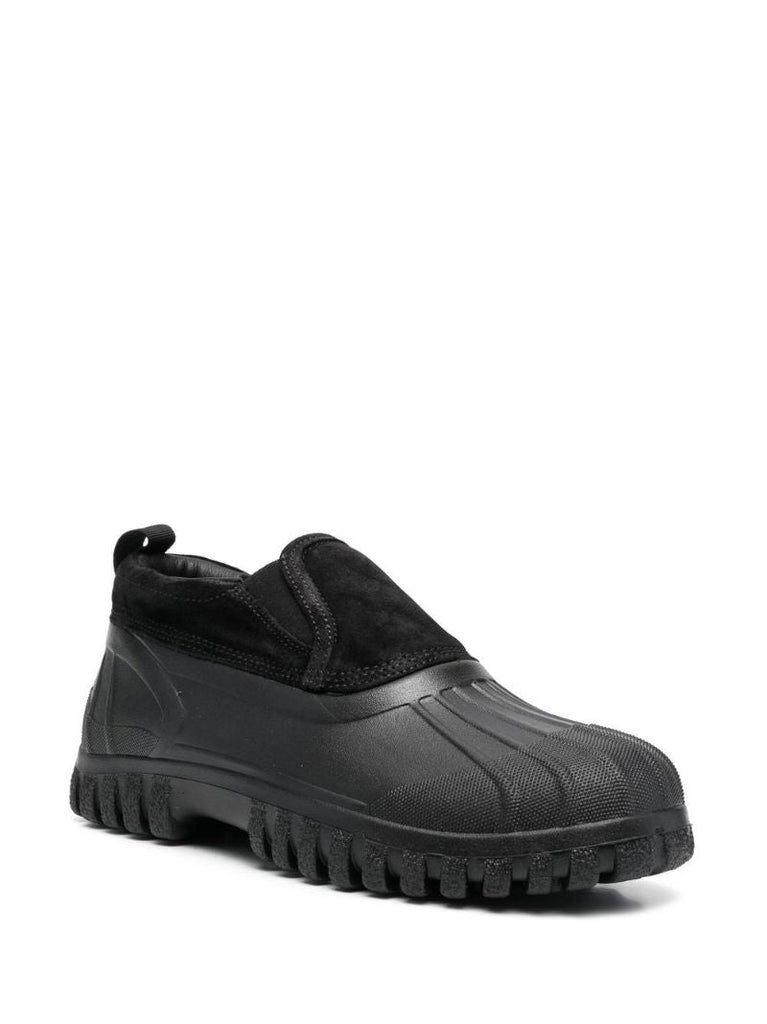 Black Panelled Slip-on Leather Loafers