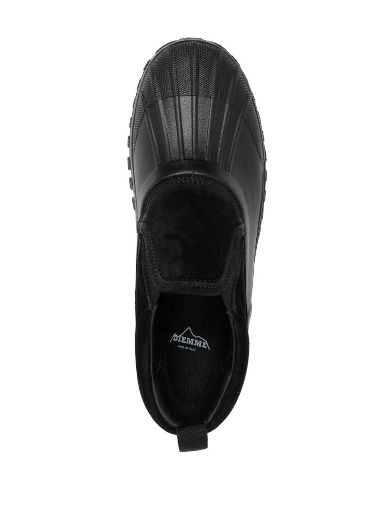 Black Panelled Slip-on Leather Loafers