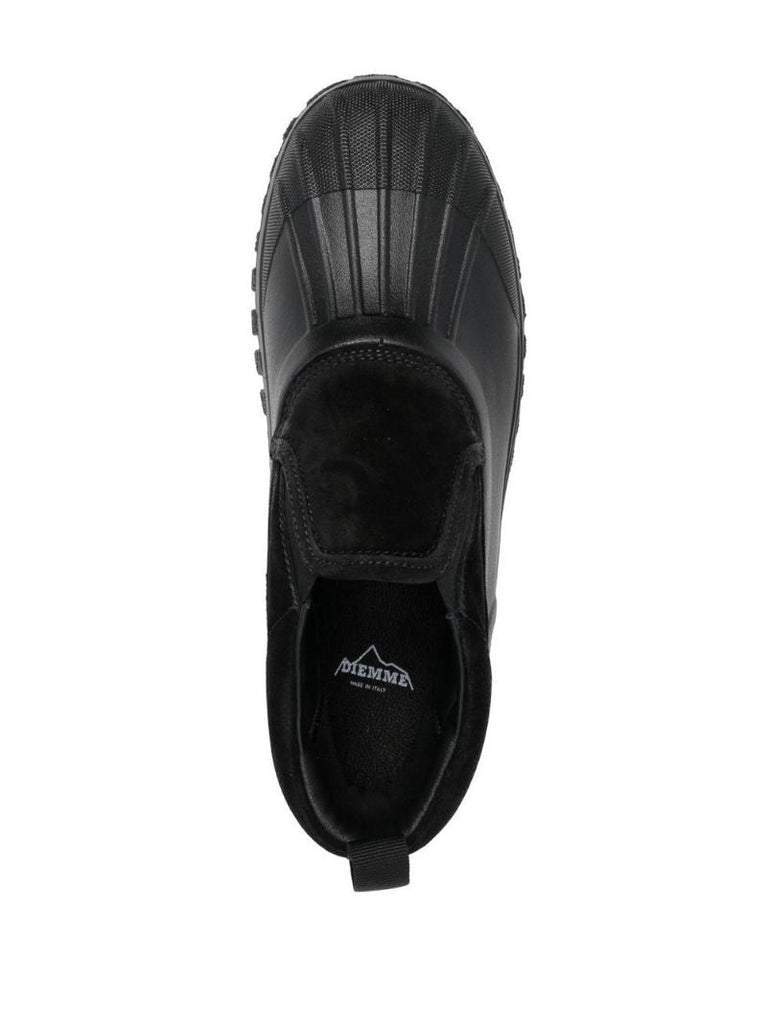 Black Panelled Slip-on Leather Loafers