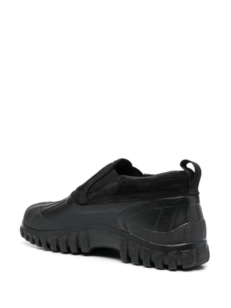 Black Panelled Slip-on Leather Loafers