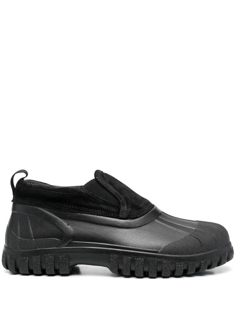 Black Panelled Slip-on Leather Loafers
