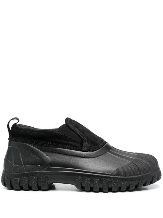 Black Panelled Slip-on Leather Loafers