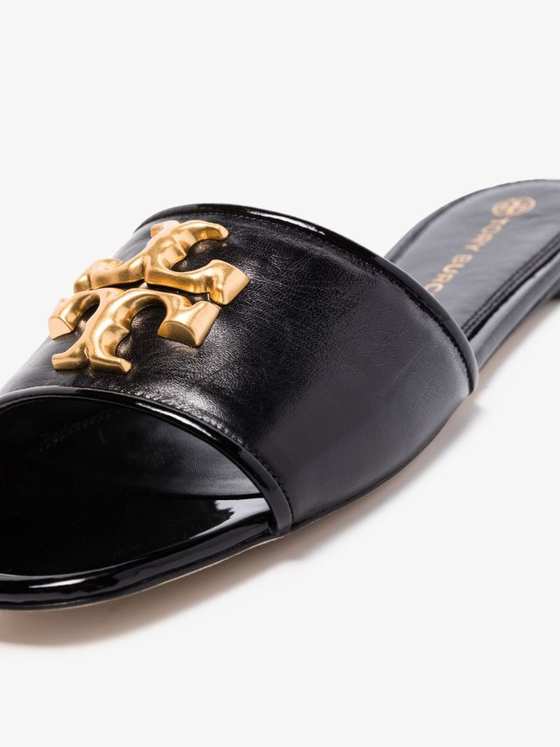 Black Eleanor Logo Embellished Leather Sandals