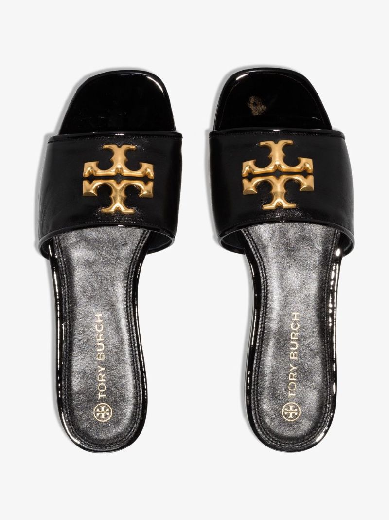Black Eleanor Logo Embellished Leather Sandals