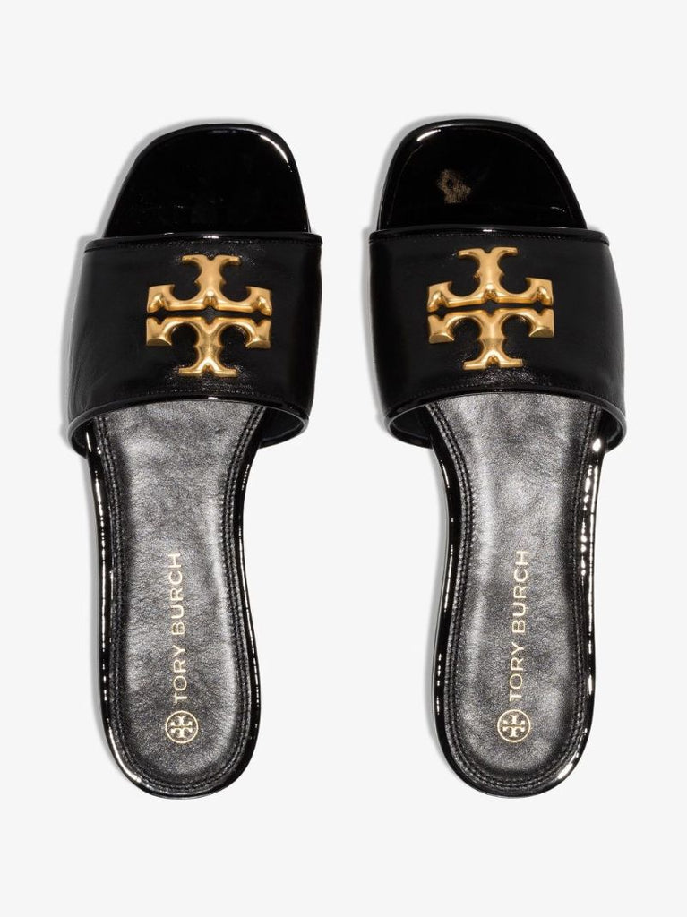 Black Eleanor Logo Embellished Leather Sandals