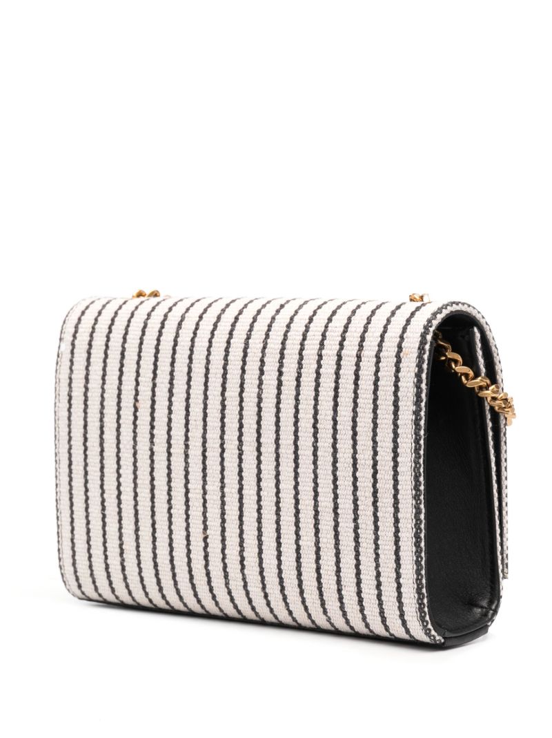 White Kate Striped Canvas Shoulder Bag