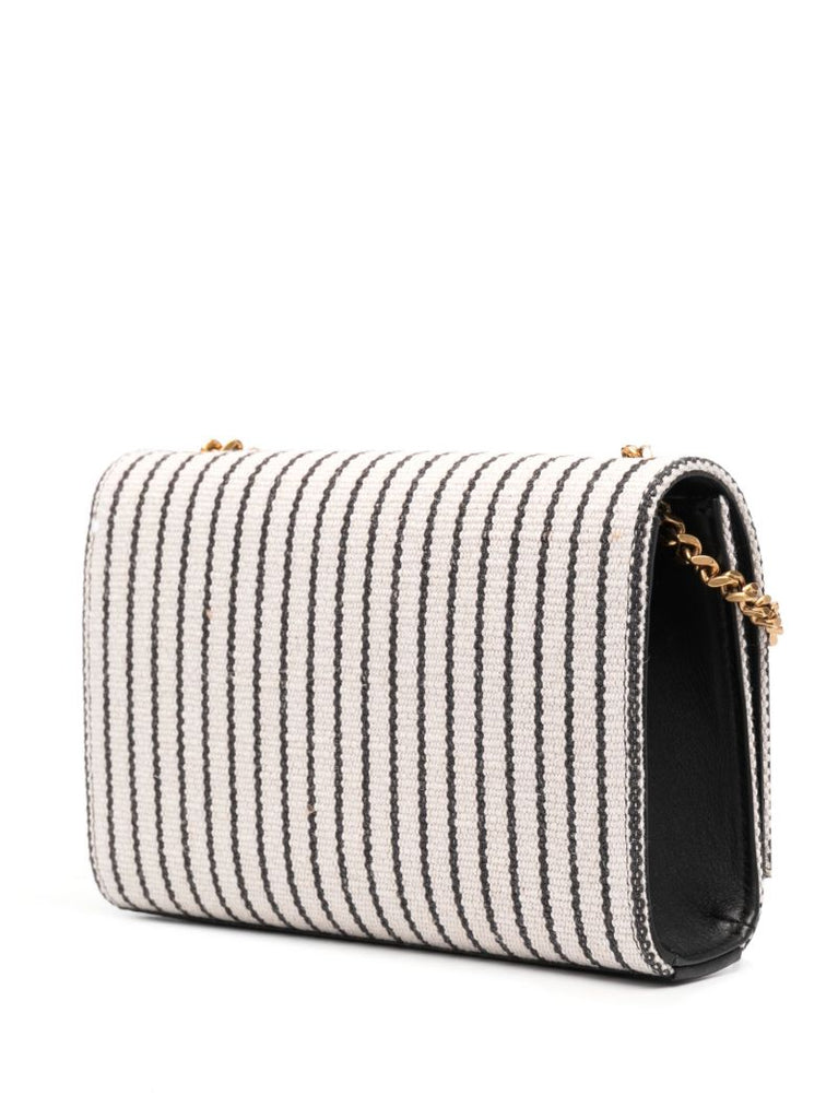 White Kate Striped Canvas Shoulder Bag