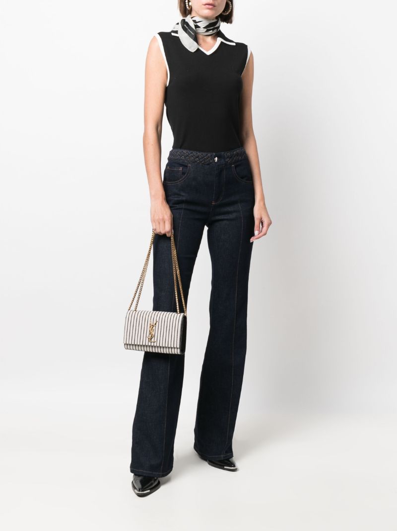 White Kate Striped Canvas Shoulder Bag