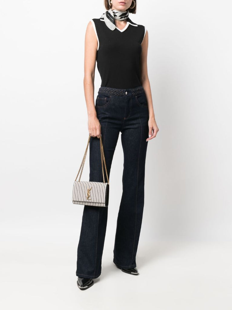 White Kate Striped Canvas Shoulder Bag