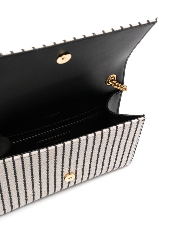 White Kate Striped Canvas Shoulder Bag