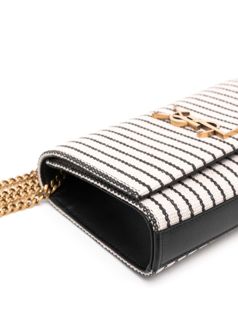 White Kate Striped Canvas Shoulder Bag