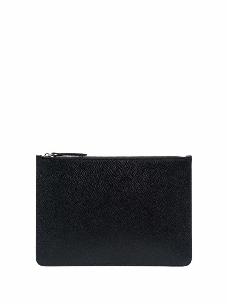 Black Four-stitch Leather Clutch Bag