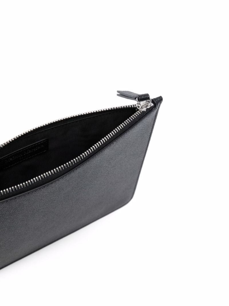 Black Four-stitch Leather Clutch Bag
