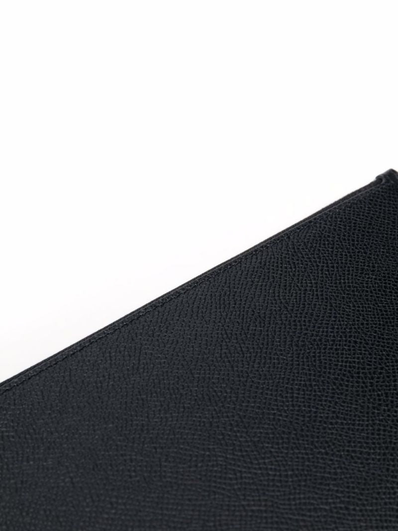 Black Four-stitch Leather Clutch Bag