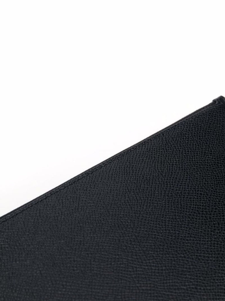 Black Four-stitch Leather Clutch Bag