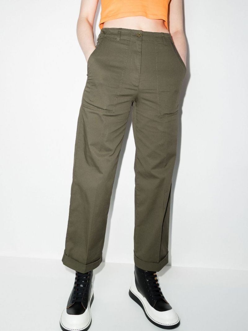 Cropped Straight Leg Chino Trousers