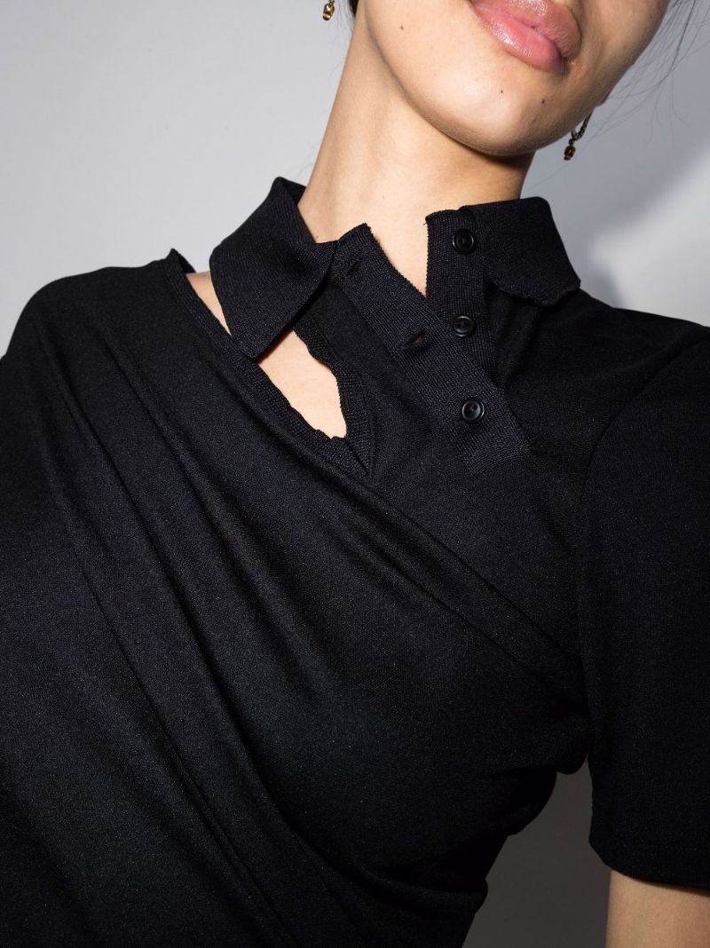 Double Collar Knitted Polo Shirt