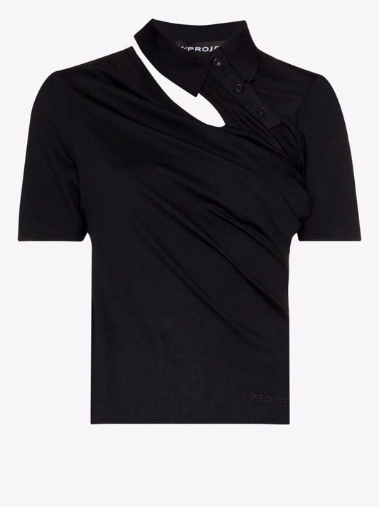 Double Collar Knitted Polo Shirt