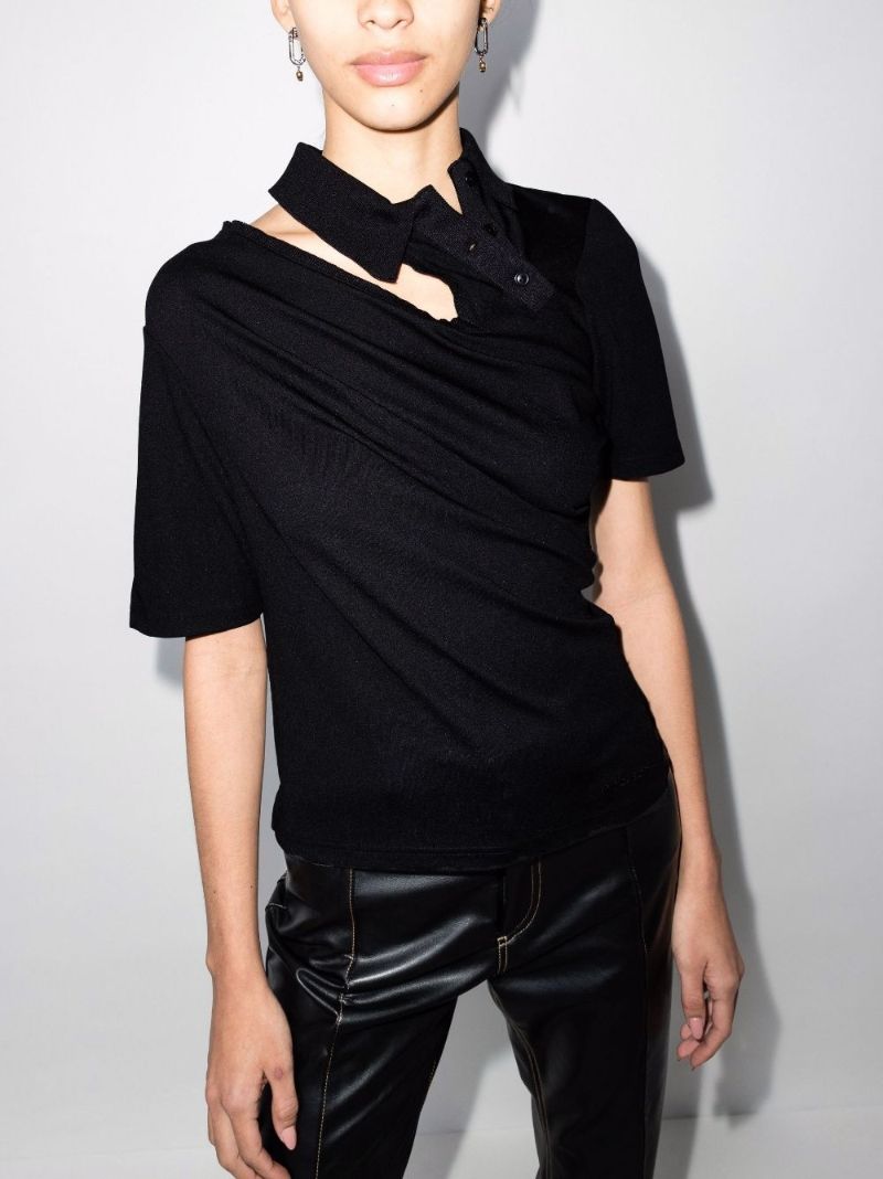 Double Collar Knitted Polo Shirt