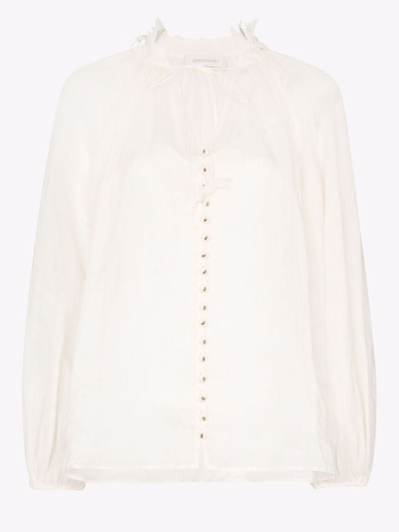 Dancer Lantern Tie Neck Blouse