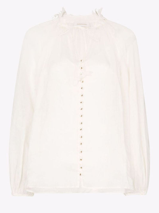 Dancer Lantern Tie Neck Blouse