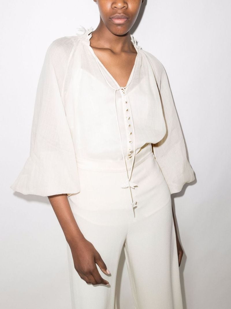 Dancer Lantern Tie Neck Blouse