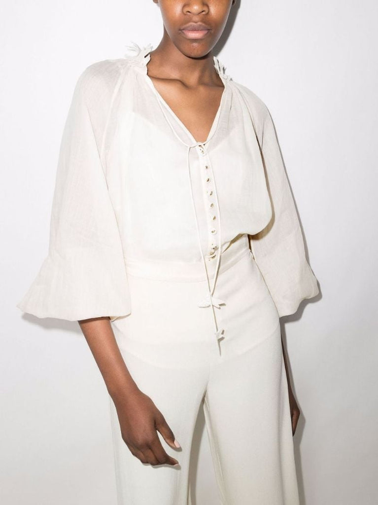 Dancer Lantern Tie Neck Blouse
