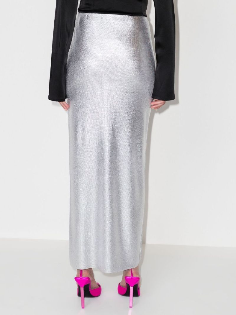 High Waist Metallic Midi Skirt