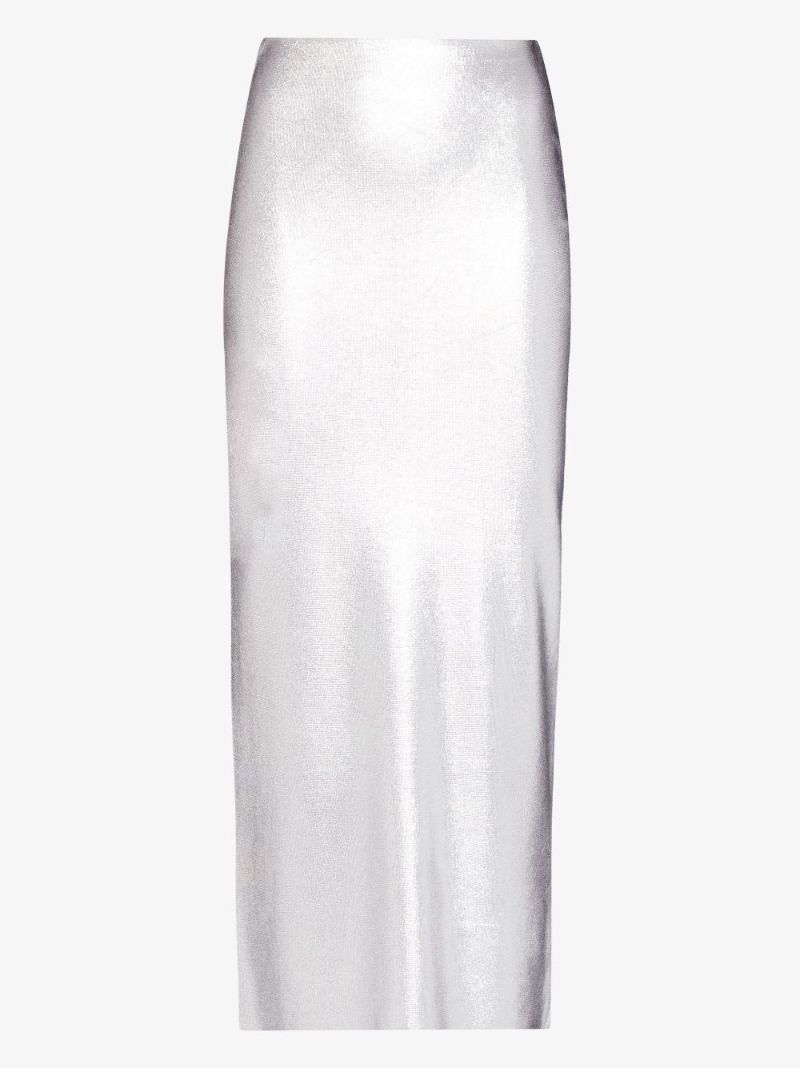 High Waist Metallic Midi Skirt