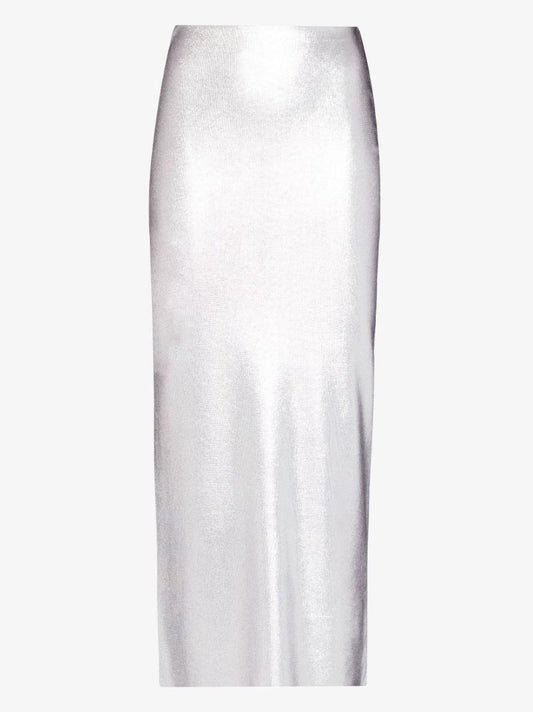 High Waist Metallic Midi Skirt