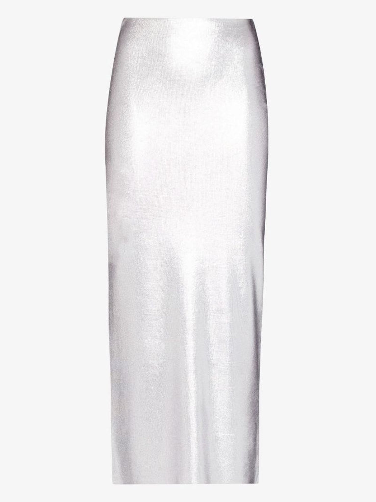 High Waist Metallic Midi Skirt