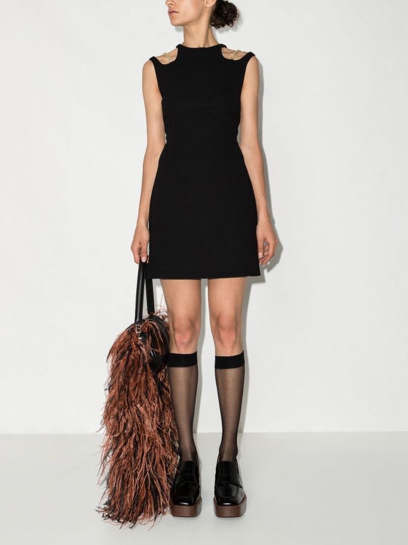 Black Chain Cutout Wool Mini Dress
