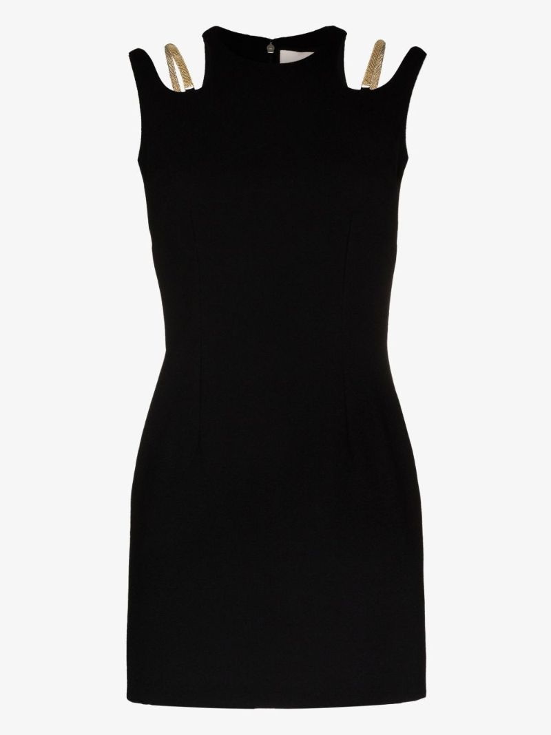 Black Chain Cutout Wool Mini Dress