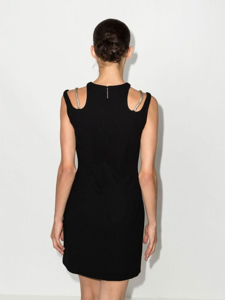 Black Chain Cutout Wool Mini Dress